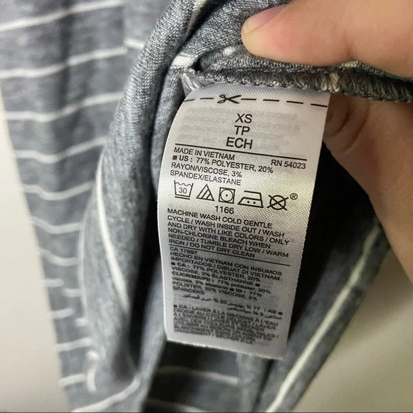 Turtleneck Dress Striped Midi Long Sweater Jersey Gray Sleeveless Womens Size XS - Picture 8 of 9